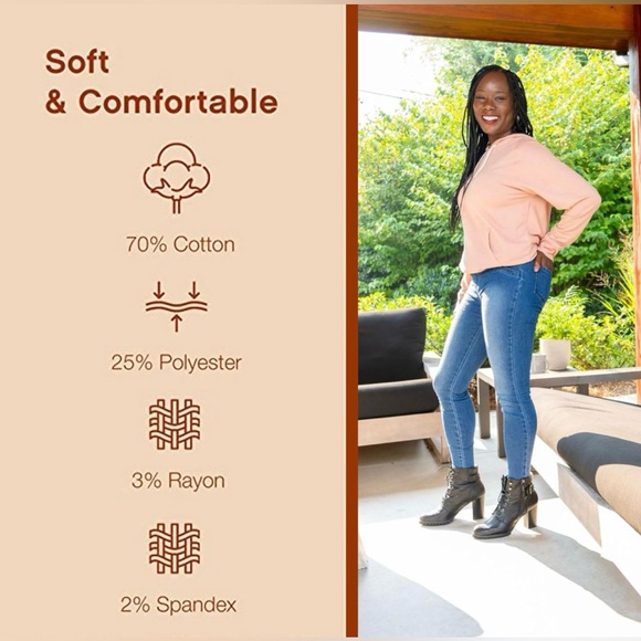 No Nonsense Women's Stretch Denim Leggings with Pockets Large - Picture 4 of 8